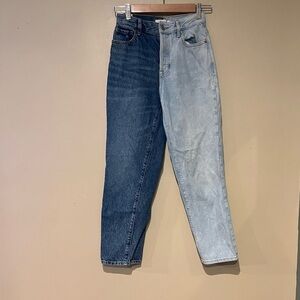 Pacsun Womens Jeans High Rise Straight Denim Two Tone Blue Button Fly 25